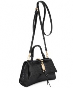Naricisa Fashion Buckle Crossbody Bag KZS-20121 BLACK CROCO